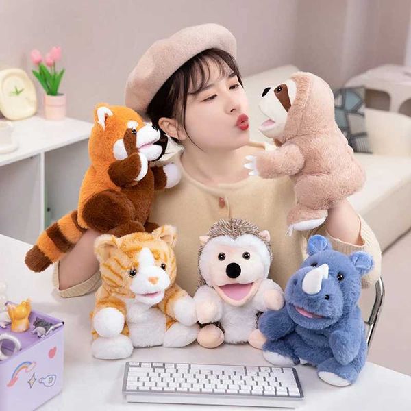 Stuffed Plush Animals Toys Hand Finger Story Puppet Kawaii Dolls Educational Baby Toys Duck Lamb Cow Dog Horse Children Gift Y240731