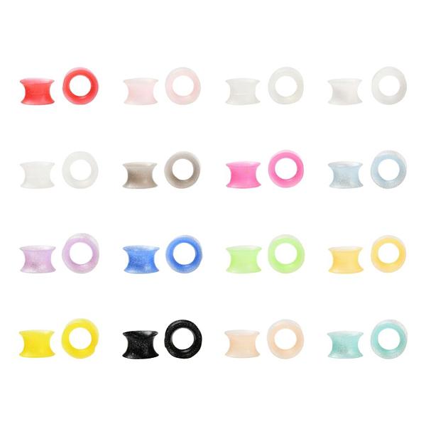 32 pièces 16 couleurs silicone paillettes minces jauges d'oreille chair tunnels bouchons