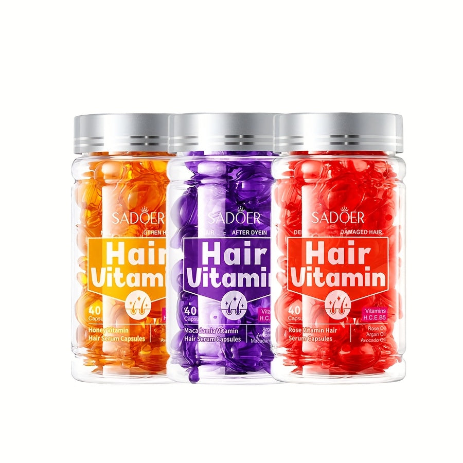 TEMU 1-3pcs Hair Care Essential Oil Capsules, Easy To Carry, Rich In Vitamins And Rose, Nut, Honey , Moisturizing.