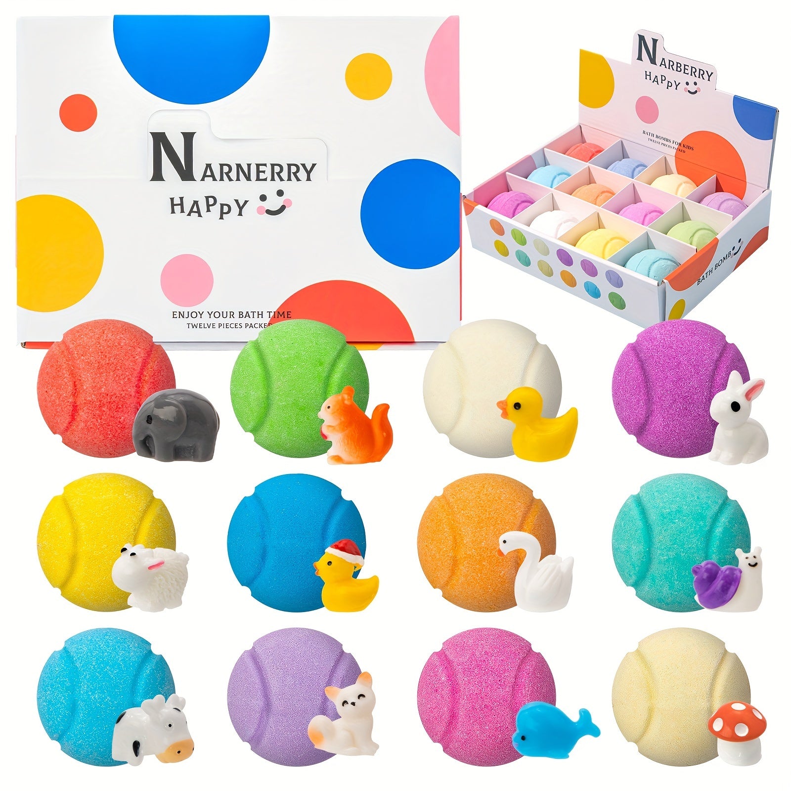 TEMU For Kids, 12 Pack Tennis Balls Shape Kids Set, Natural Bubble Bath