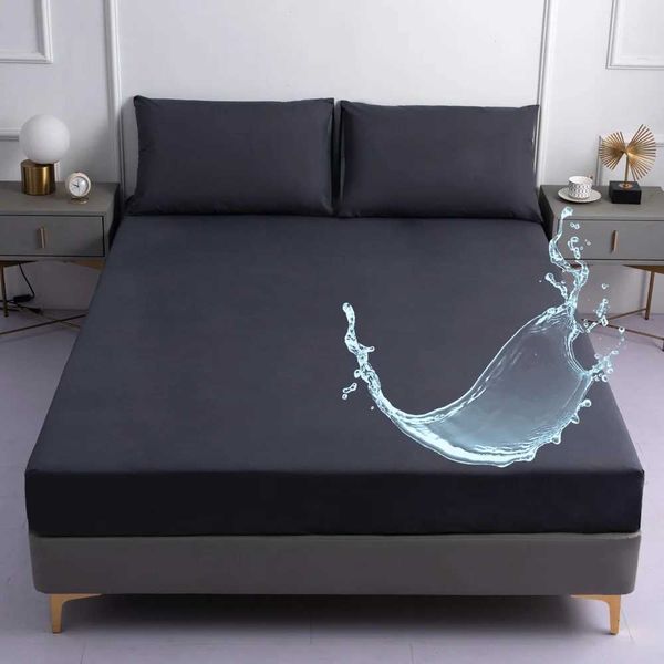 Pure Dark Gray Black Waterproof Bed Sheet Bedroom Printed Bedspread Bedding (Exclusive Pillowcase) 1-piece Bed Sheet Cover M241018