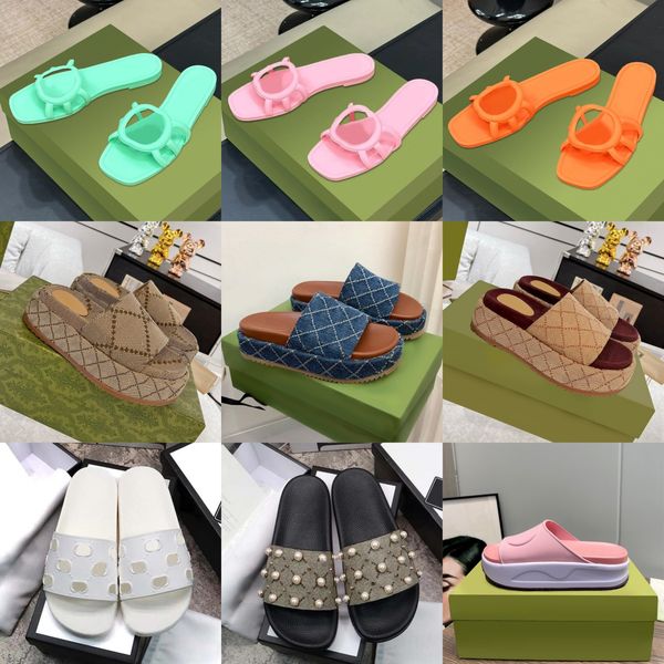Luxury Fashion Canvas Slides Sandals Famous Designer Women Mens Platform Slippers Loafers Beach Shoes Soft Cloud Sandale Plate-forme Rubber