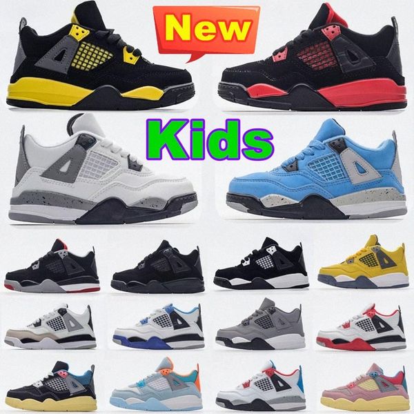 jumpman 4s Kids shoes Toddler sneakers 4 baby Basketball youth red thunder University Blue cool grey bred Black cat lighting Girls boys chil