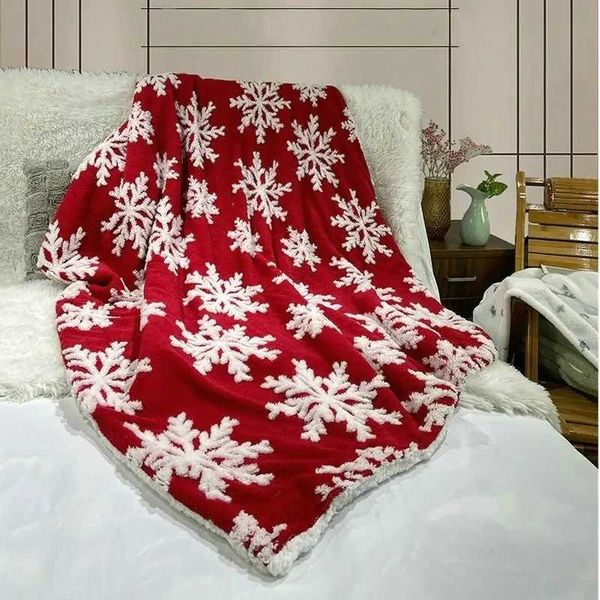Christmas blanket autumn thick cashmere throw blanket soft and warm sofa car bed cover snowflake gift blanket Y241007