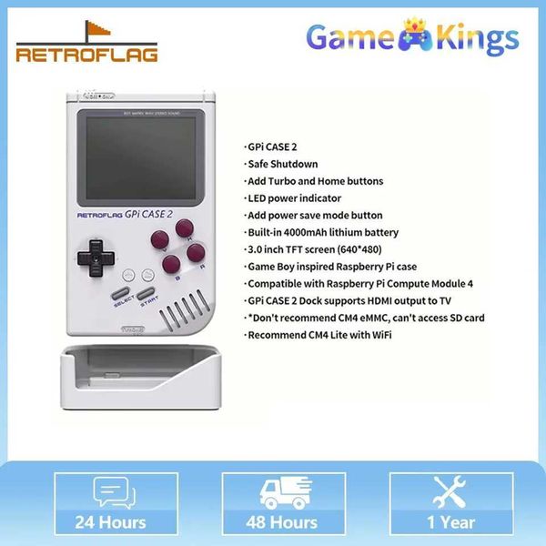 Portable Game Players Retrolag GPi Case 2 Plus gaming console with charging dock and 3.0-inch TFT screen (640 * 480) supporting Raspberry Pi