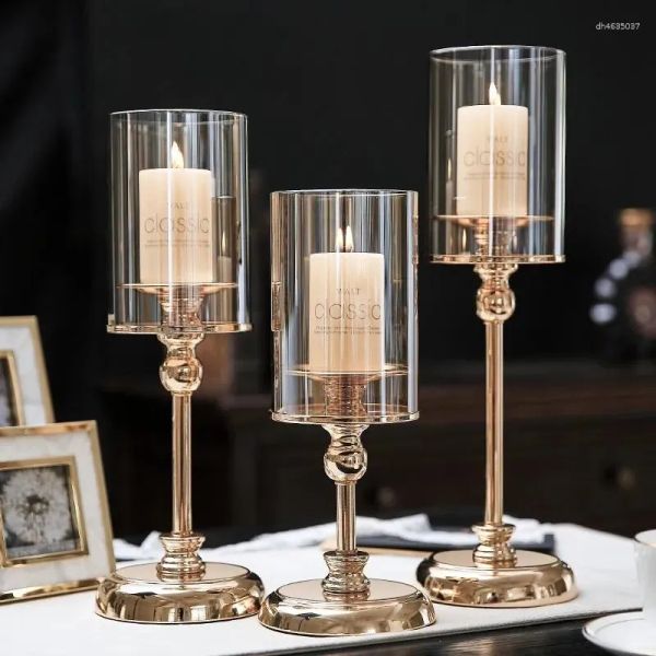 Candle Holders Metal Candlestick Luxury Holder European Golden Fashion Table Stand For Wedding Bar Party Christmas Ornament