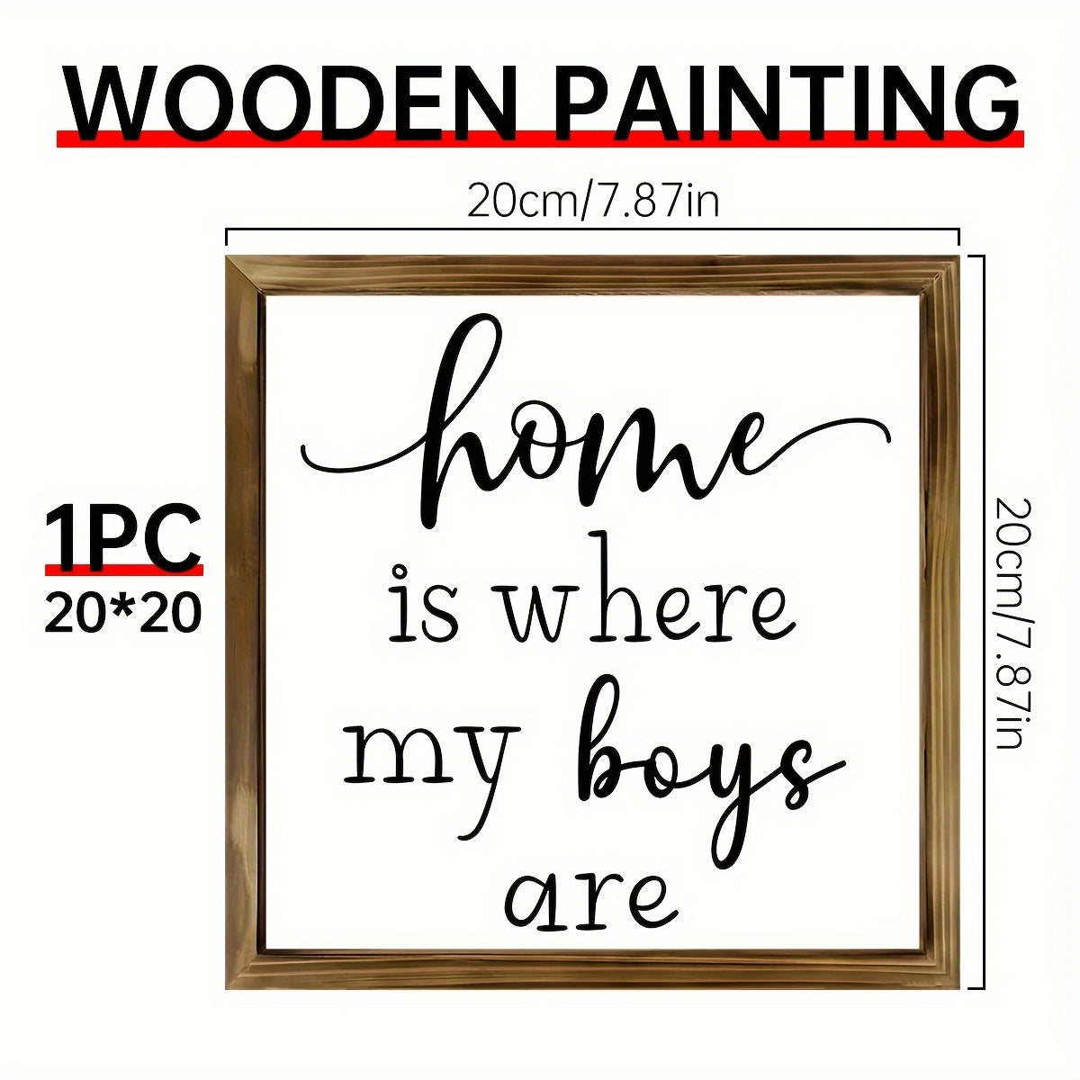 TEMU 1pc Where My Boys Are Framed Wood Sign Housewarming Gift, Wood Framed Wall Sign Wall Art For Home Decor, Inspirational Sign Farmhouse Wall Decor