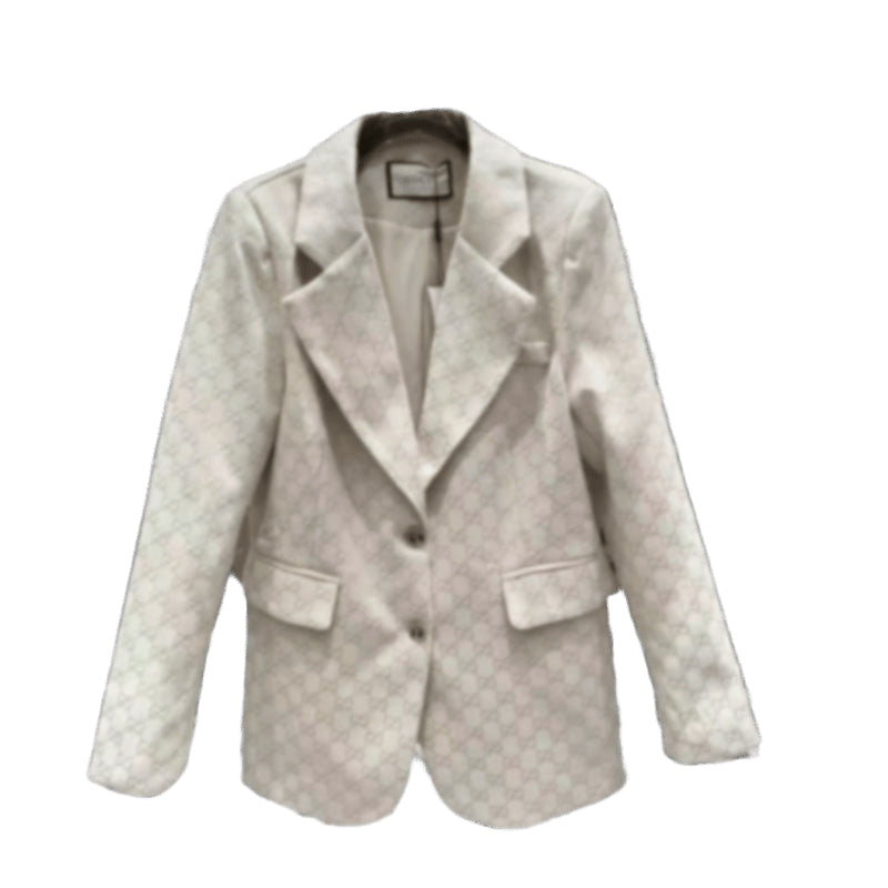 New designer autumn and winter fashion trend retro casual classic letter jacquard full print suit jacket with straight leg pants women&#039;s suit s