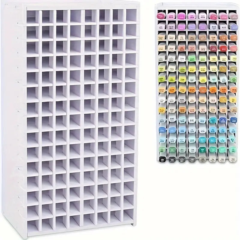 TEMU 120 Markers Large Capacity Art Marker Storage Rack Watercolor Brush Pen Color Pencil Storage Box Holder For Desk, Durable Pvc Material