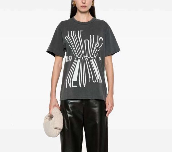24ss NewYork Tees Women Washed Printed Tshirts Summer Pure Cotton T Shirts Soft Tops