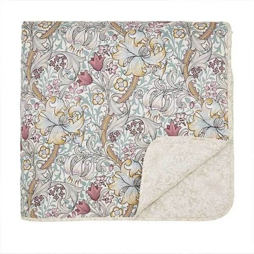 Morris and Co Golden Lily Throw 265x260cm - Fig and Teal In FigTeal