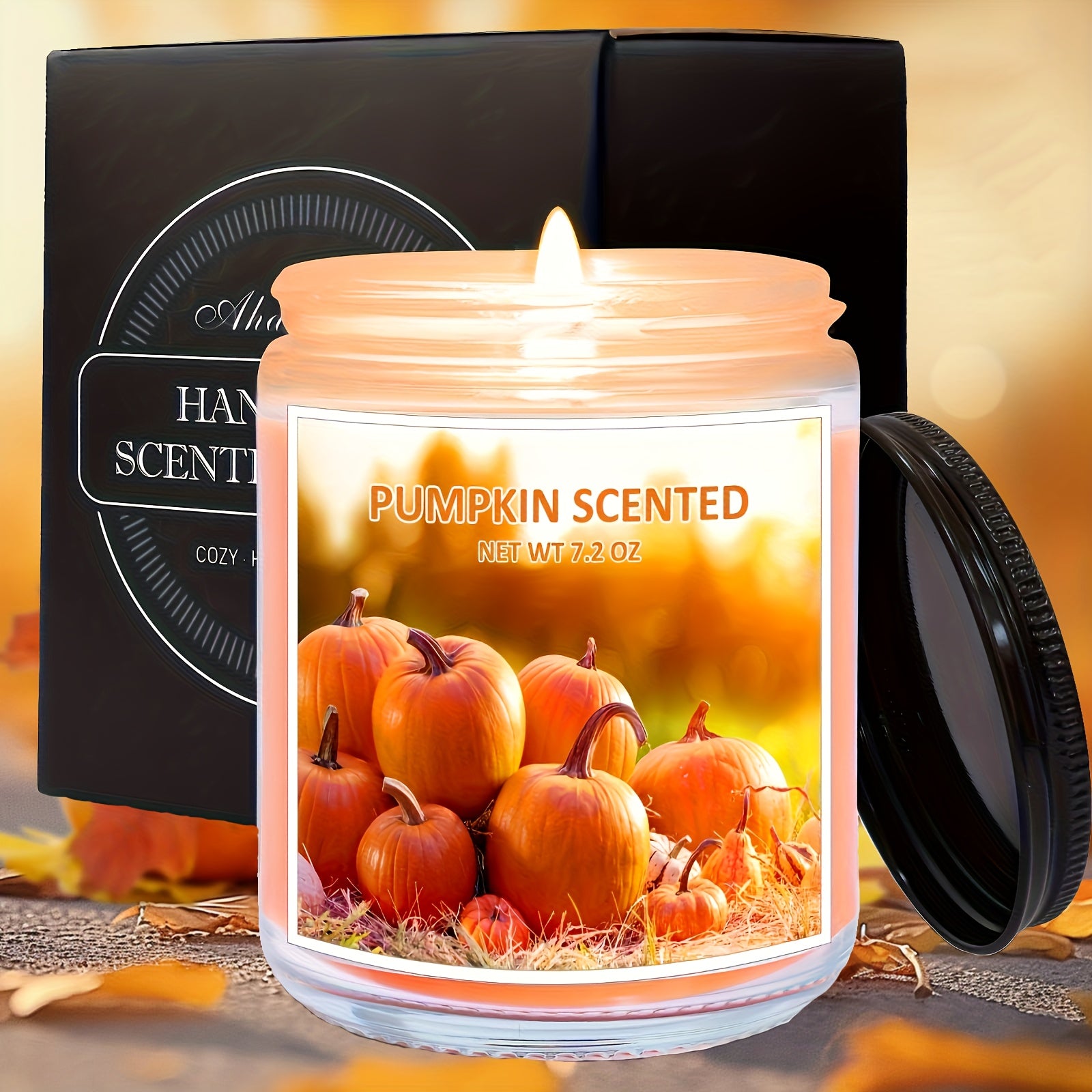 TEMU 1pc Pumpkin Scented Candle, 7.2oz Jar Candle Gifts For Women Men, Fall Autumn Candles For Home Scented, Soy Wax Candle Over Of , Unique Gift For