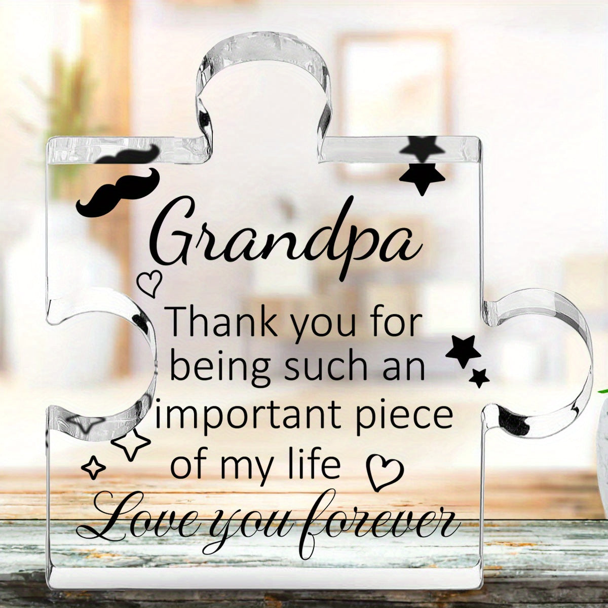 TEMU 1pc Puzzle Shape Acrylic Plaque Transparent Acrylic , Home Decoration Ornaments, Thoughtful Gift For Grandpa, Creative Birthday , Father's Day ,