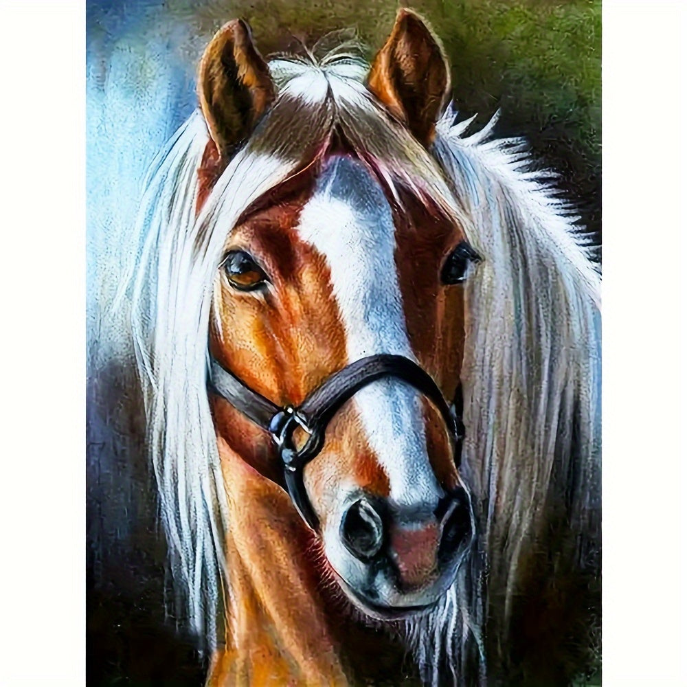 TEMU 1pc 5d Full Diamond Horse Mosaic Diy Painting Kit, 11.8x15.7 Inch Canvas For Home & Kitchen Wall Decor, Frameless Gift With Numbered Tools