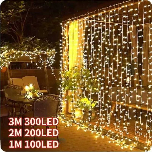 LED Curtain String Lights Fairy Decoration USB Holiday Garland Lamp 8 Mode For Home Garden Christmas Party New Year Wedding Z241203