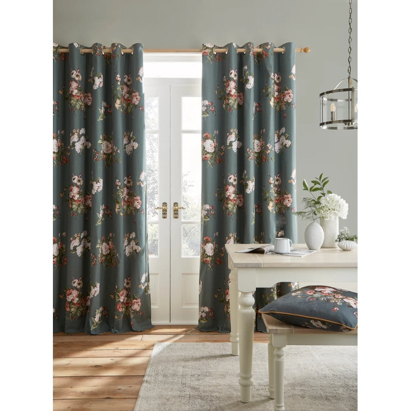 Laura Ashley Rosemore Blackout Eyelet Curtains - Fern - 66x54 168x137 In Green