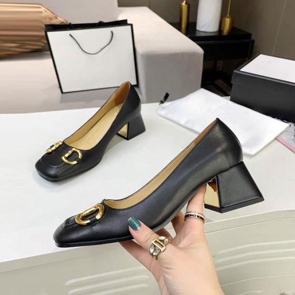 Beautiful Fashion Dress Shoes Summer Designer Women Sandals Metal Decorative Leather Temperament Work Comfort Office High Heels