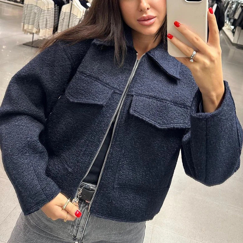 HXAO Womens Winter Tweed Jacket Women Coat Autumn Suede Demiseason Fleece Jackets for Women Zipper in Coats 2024 Outerwear250906