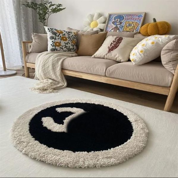 Pure Handmade Designer Simple Solid Circular Carpet Bedroom Computer Chair Thickened Living Rug Coffee Table or Mat Room Decor