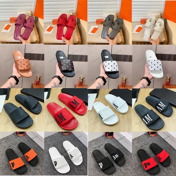Womens Mens Slippers Slides Flat Leather Print Pool Beach Slide Summer Pillows Ladies Scuffs Classic Brown Slides Comfortable Rubber Sandals