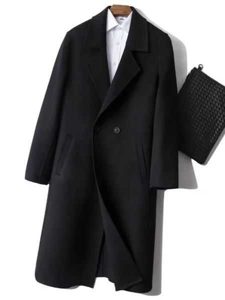 Men&#039;s Wool Blends 2023 Men Autumn Winter Woolen Coat Long Trend Street Loose Outerwear Clothing Male Warm Windbreaker Jackets 231017