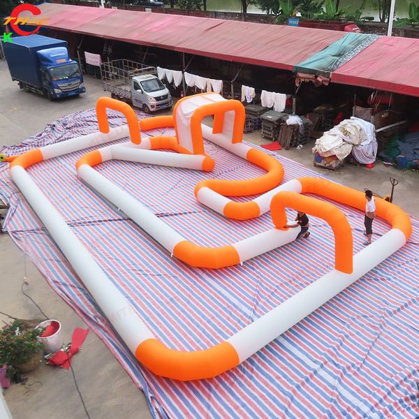Free Ship Outdoor Activities 15mLx12Wm (50x40ft) With blower small kids Didi Car Swing cars Inflatable Race Track Game Toys for sale