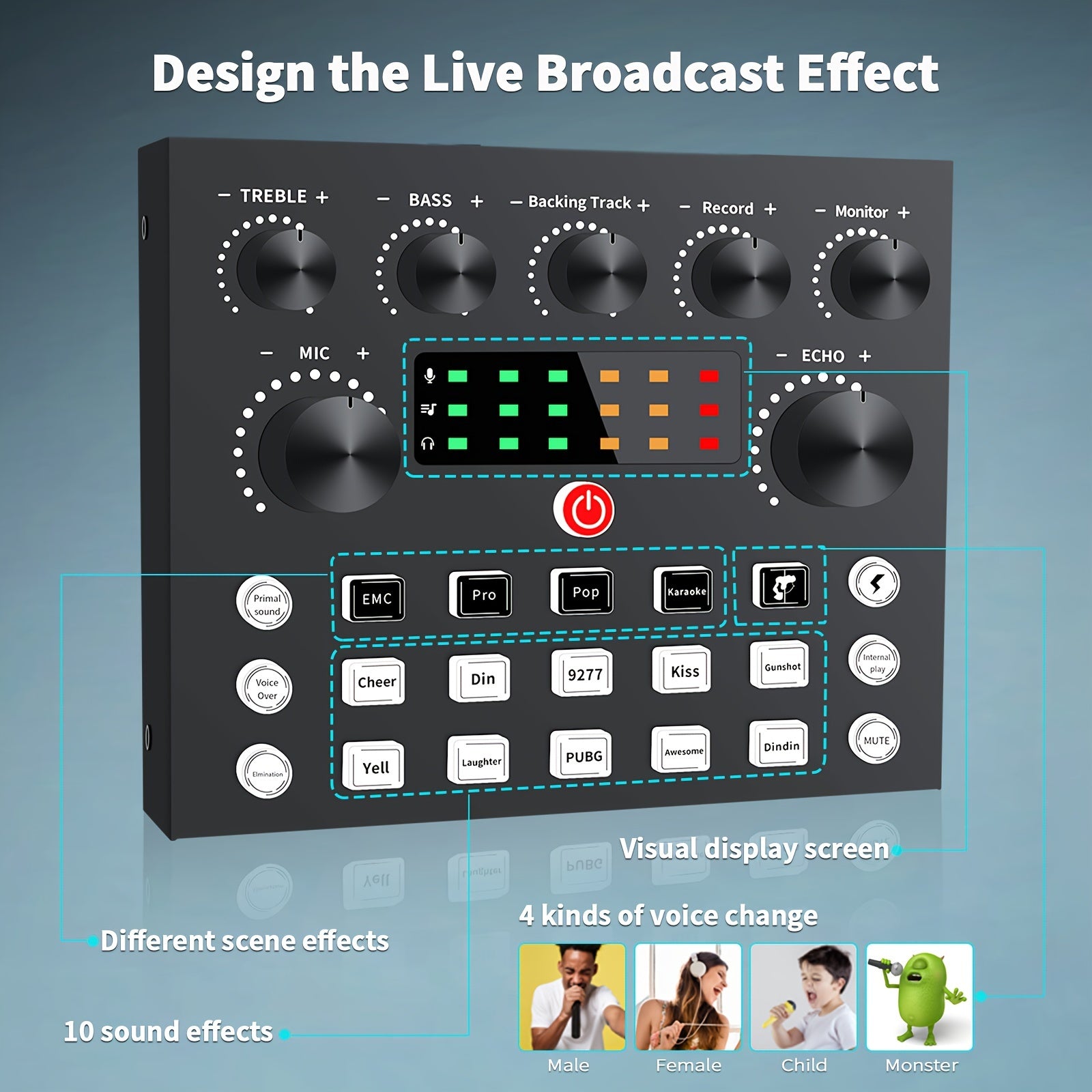 TEMU Podcast Equipment Bundle With Audio Interface, Dj Mixer, Voice Changer, – Ideal For Recording, Live Streaming, Gaming, Singing, Content Creation