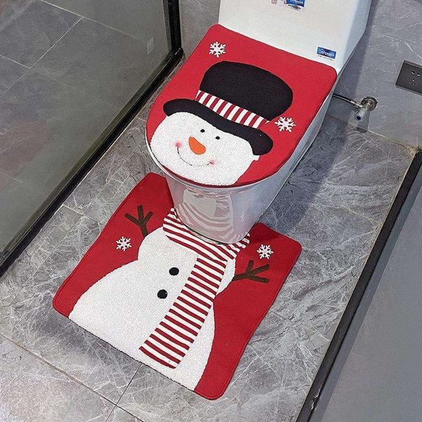 Bath Mat Anti Slip Toilet Rug Lid Tissue Cover Christmas Decoration For Home 2024