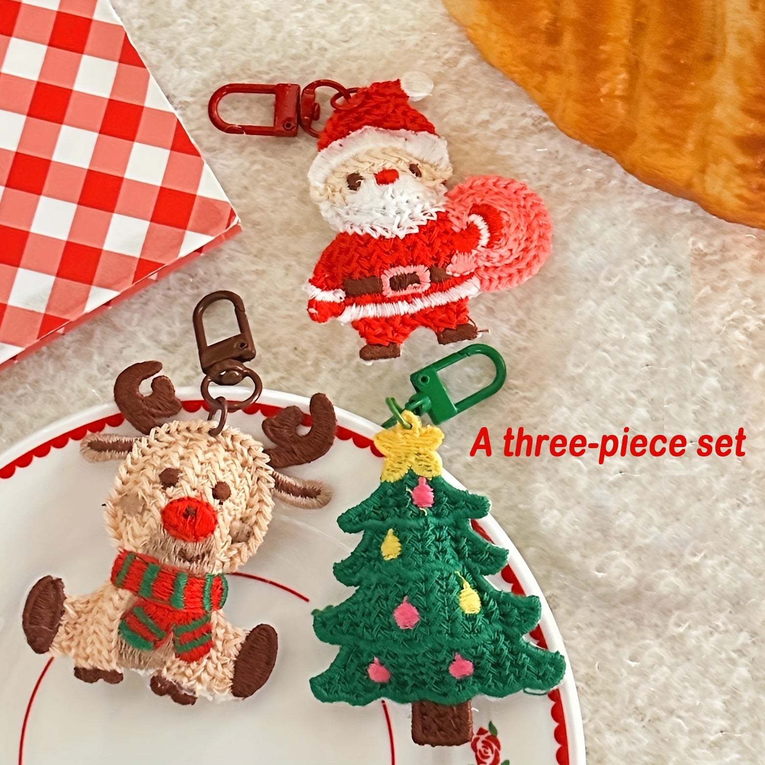 TEMU 24 Hours, Christmas Keychain Set For Bags (3pcs) - & Knit Design | Cute Stocking Stuffers, Party Favors, Gift Tags.