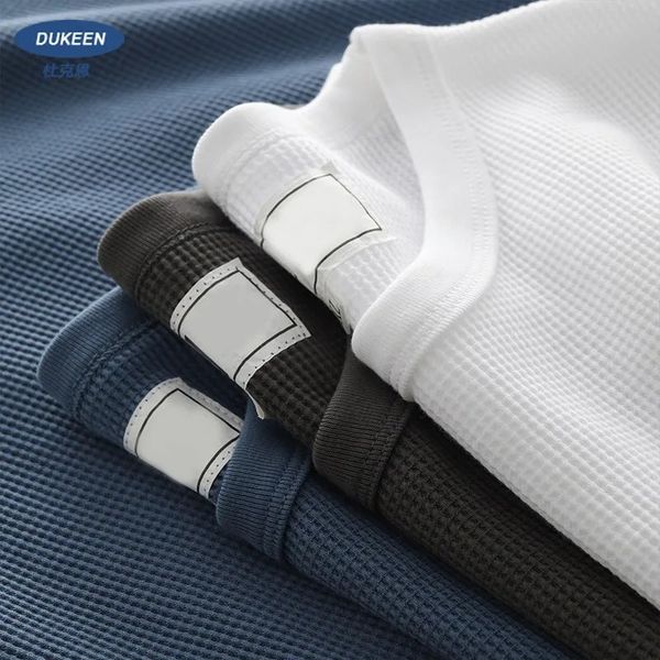 DUKEEN Short Sleeved T Shirt Men Summer Plain Half-Sleeve Tops Loose Casual White Mens Shirts 240229