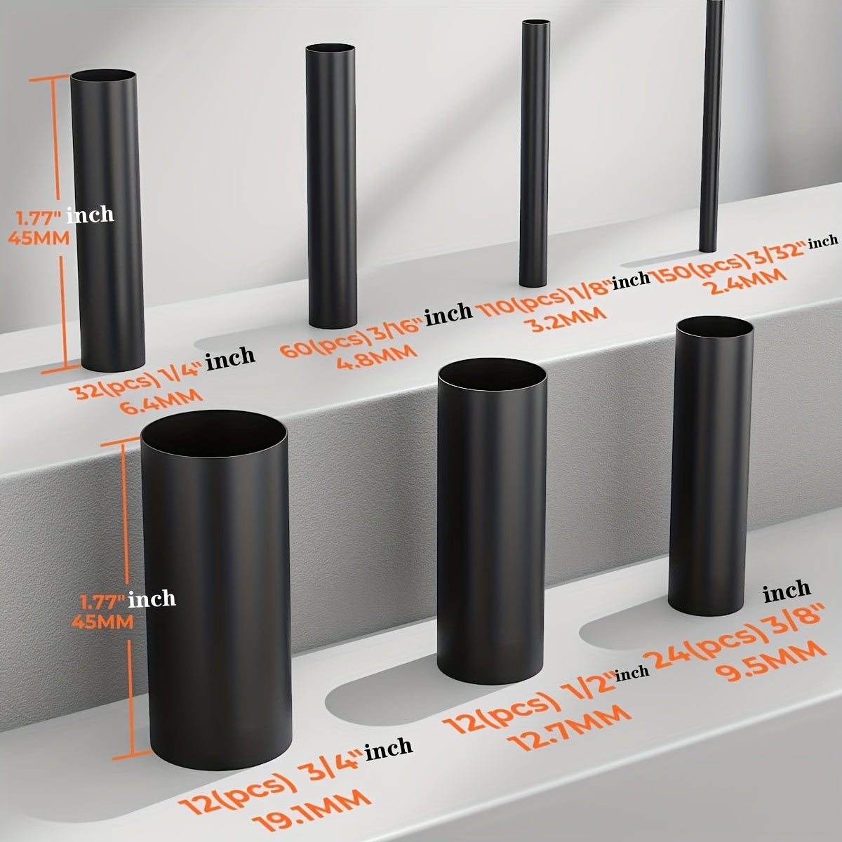 TEMU 400-200-72pcs Heat Shrink Tube Kit - 3:1 Ratio Adhesive Lining, Marine-grade Sleeve - Industrial Heat Shrink Tubes - Black