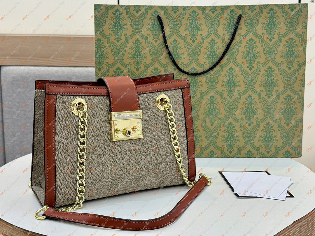 Designer Women&#039;s Bag Padlock Fashion Luxury Ladies Shoulder Bag Handbag Diamond Grid Pattern Female Chain Armpit Bag