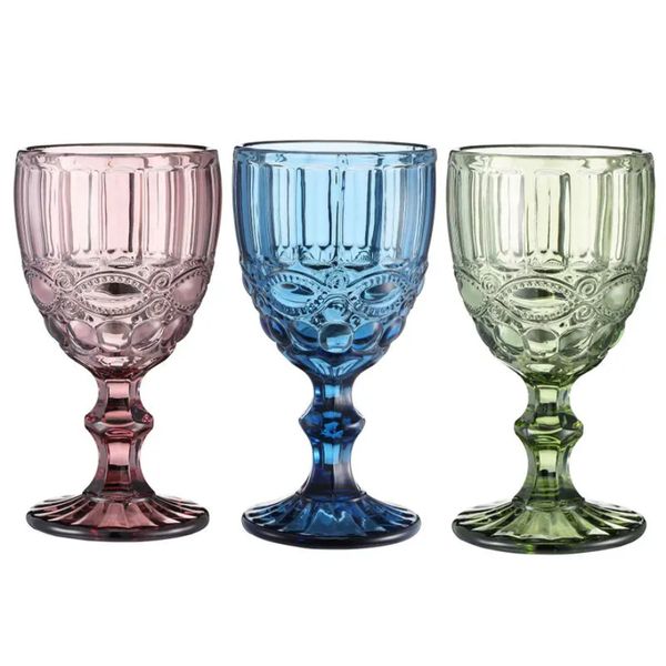 48 STOCK Pieces - Carton Emed Stained Glass Beer Goblet Vintage Wine Glasses Household Juice Drinking Cup Thickened FY5509 es