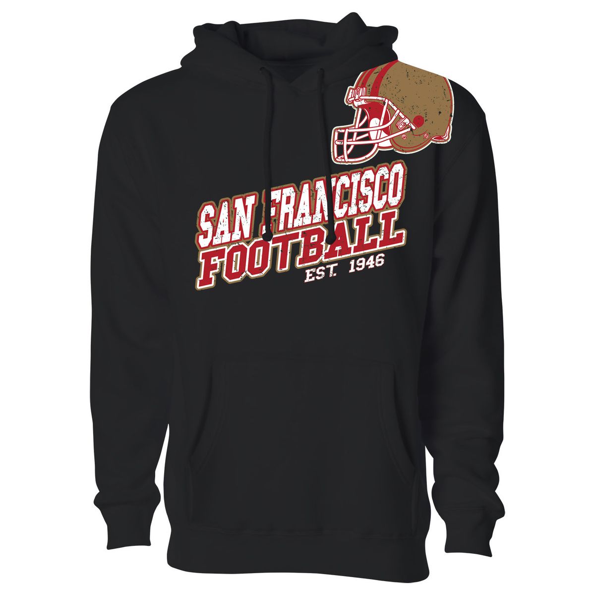Women's Football Fan Pullover Hoodie - San Francisco - Black - 2XL