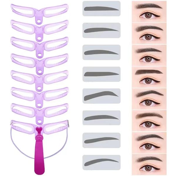 8-in-1 Eyebrow Shape Template Reusable Eyebrow Shape Template Kit Beauty Card Definition Eyebrow Makeup Tool Accessories 240715