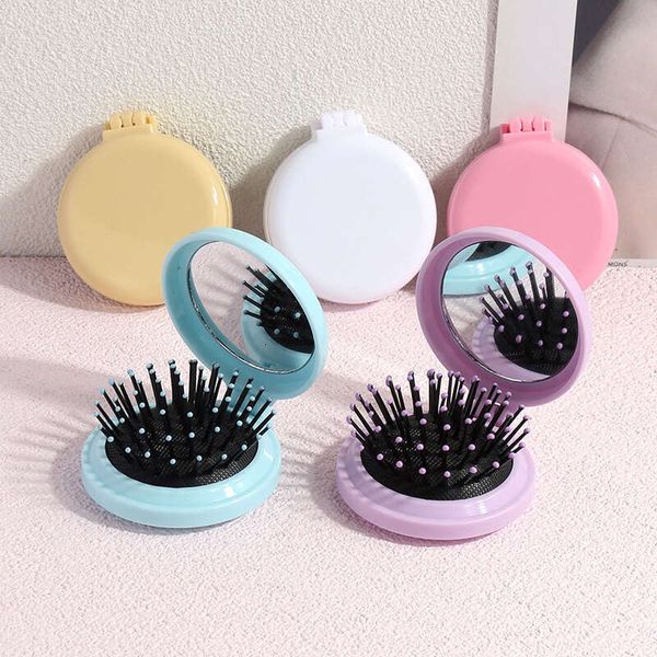 1 Pcs Small Size With Mirror Traveling Portable Massage Folding Comb Women Girl Hair Brush Styling Tools