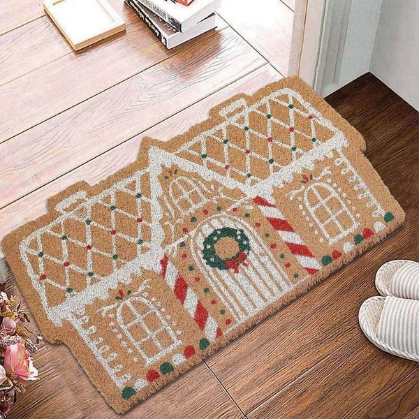 Christmas Carpet Fun Floor Mat Po Props Welcome Door Gingerbread House Gift Decoration 240927