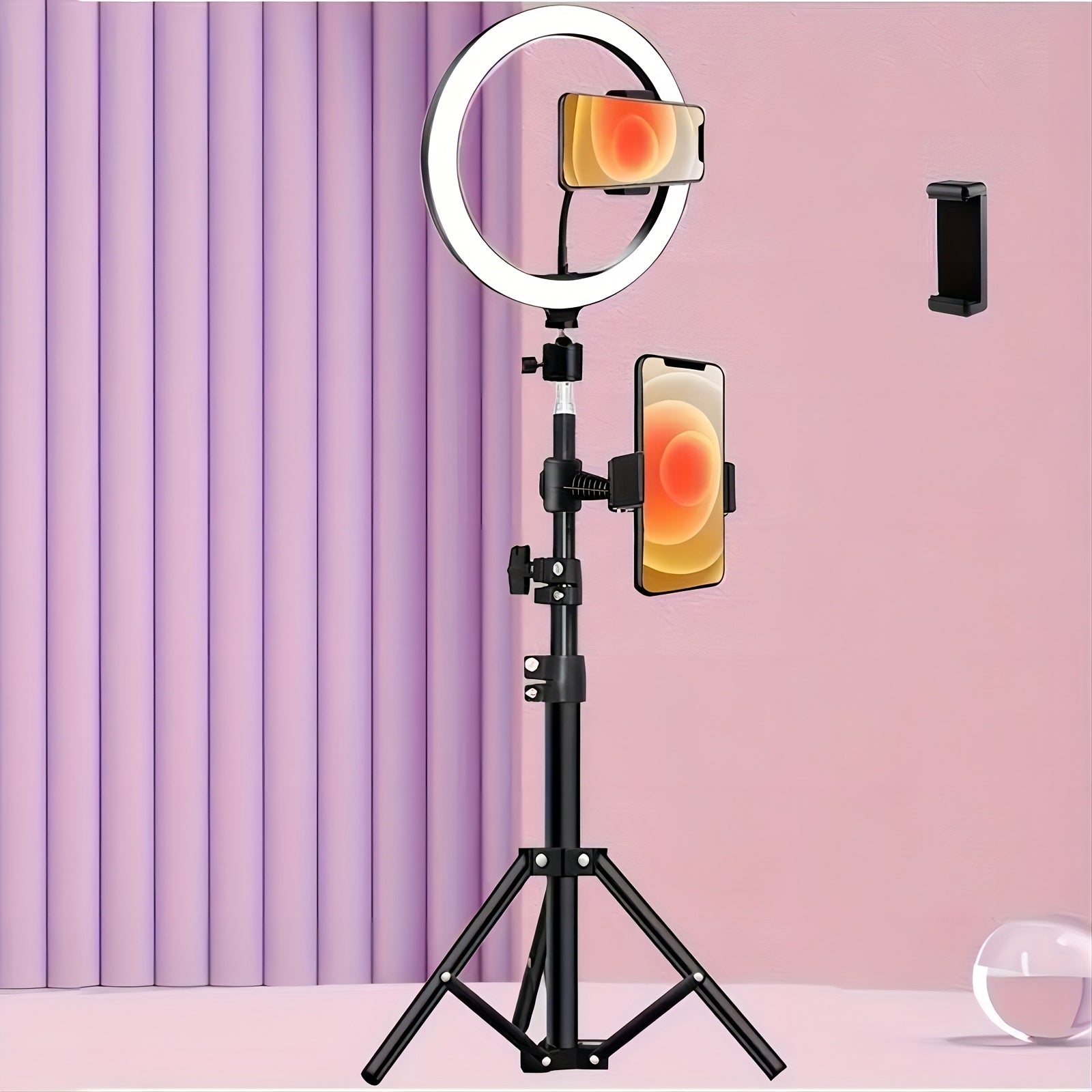 TEMU 10'' Circle Selfie Ring Light, Desk Tripod&phone Holder, Height Adjustable From 15 To 43 Inches, Dimmable Led Circle Round Light For