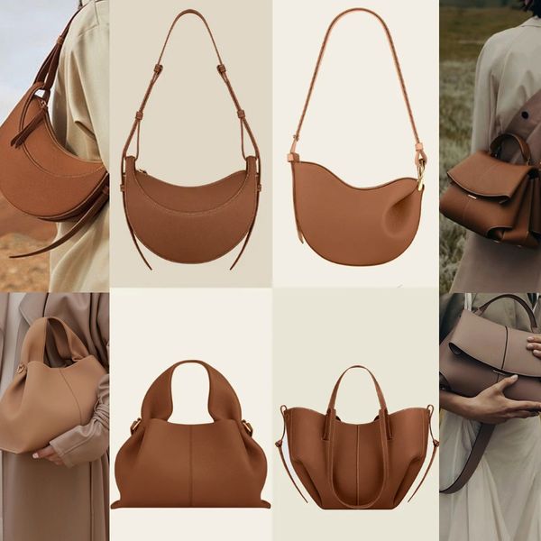Luxury Shoulder Bag Designer Half Moon Bag Smooth Tote Bag Cyme Handbag Fashion Crossbody Bag Mini Designer Purse Textured Leather Hobo Bags
