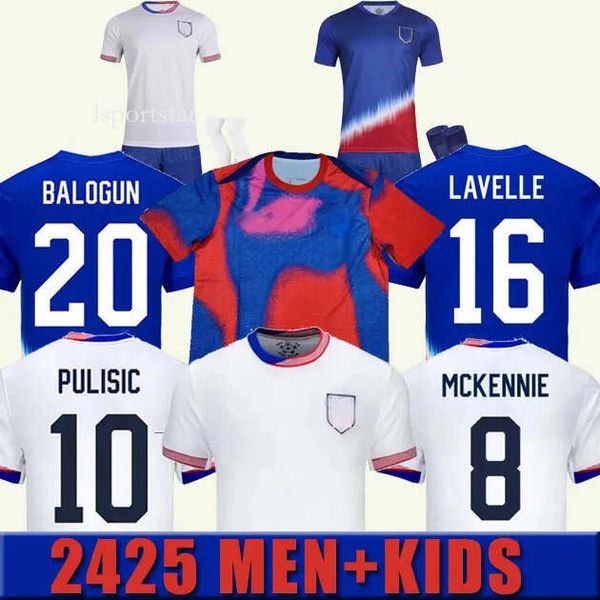 2025 S-4XL USAS Soccer Jerseys 24 25 Copa America USWNT Kids Kit USMNT 24-25 Home Away Football Shirts Men Player Version 2024 PULISIC SMITH