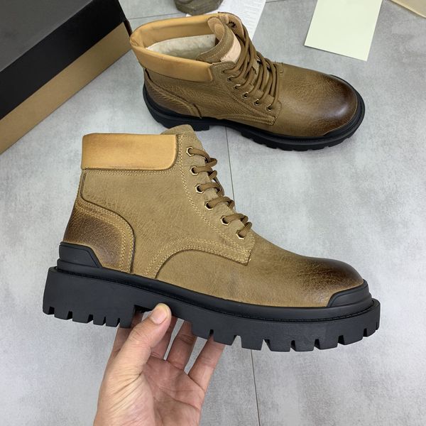 2024 Design botas de neve para homens não deslizam e casual marca de luxo Lexury Curate Leat Shoes High Top com Martin Botas e Camurcedadeir