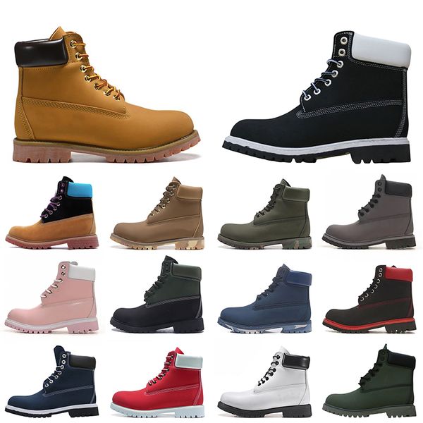 Suede Leather Fur Women Mens Designer causal Premium 6&quot; Boots Platform Waterproof Classic Wheat black white pink Booties Lace Up Smooth