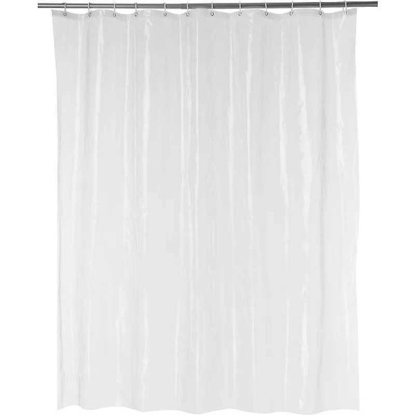Water Resistant 8-Gauge Shower Curtain Liner with Metal Grommets and Plastic Hooks 72L x 72W ClearT250210