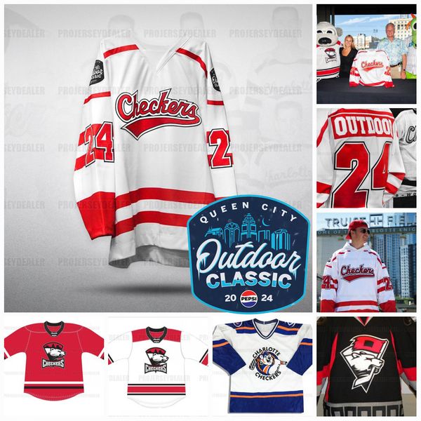 AHL Charlotte Checkers 2023-24 Queen City Outdoor Classic Hockey Jersey Riley NashGerald Mayhew Henry Bowlby Anthony Bitetto Patrick Giles S