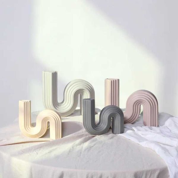 Vases Vases Northern Europe Ceramic Vase Living Room Desktop Art Ornaments TV Cabinet Simplicity Flower Organizer Modern Home Decoration J24