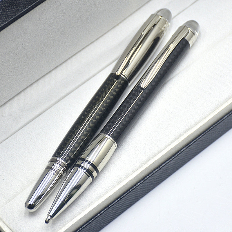 wholesale Top High quality Black Carbon fiber Rollerball Ballpoint pen stationery office business supplies Wriig Smooth options Pens