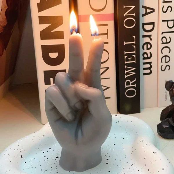 Candles Home decoration ornaments victory gesture finger shaped scented candles funny guest gift candles modern creative birthday gifts L240