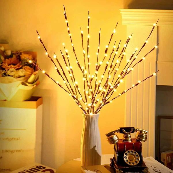 LED Branch Light Battery Powered Willow Branch Lamp Artificial Branch Twig Vase Lights for Party Fairy DIY Room Christmas DecorLX241112