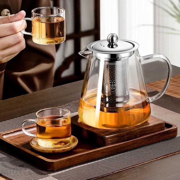 1 piece 950ML transparent teapot with filter stainless steel heat-resistant thick teapot household barley Puer teapot X240913