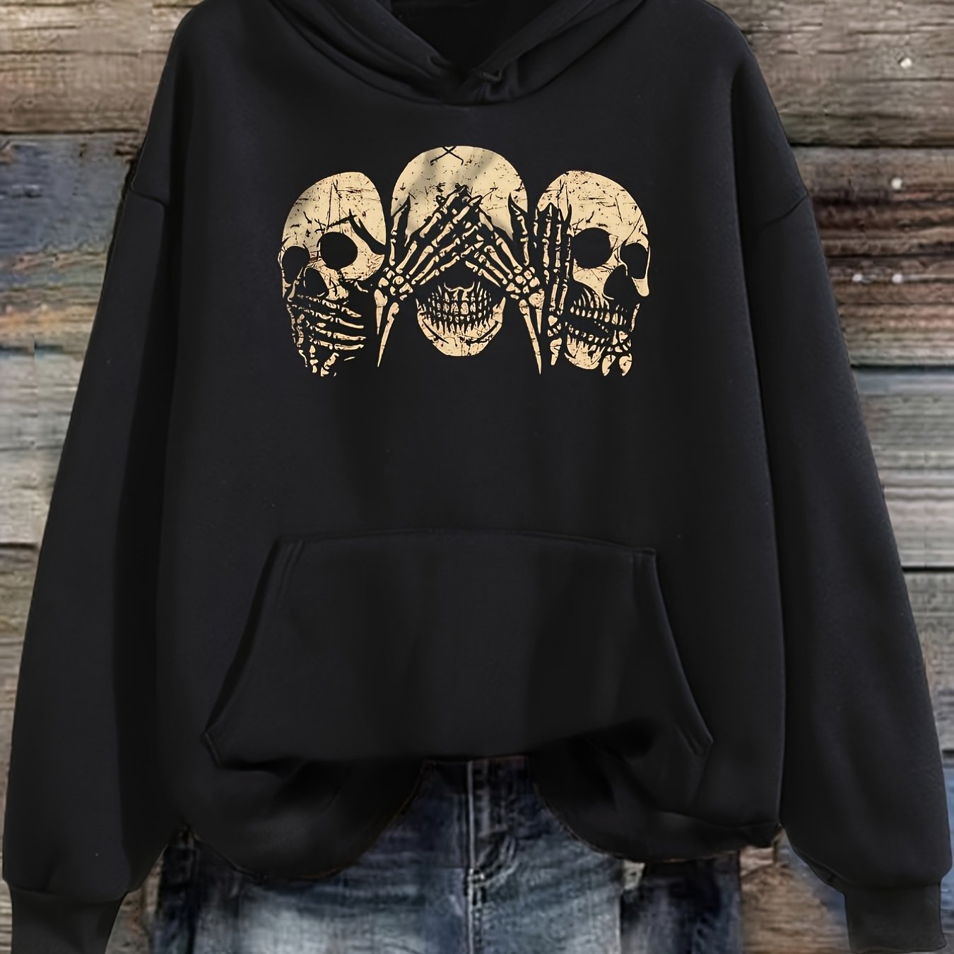 TEMU Women's Printed Pattern Hoodie- Printed Pullover Sweatshirt With Kangaroo Pocket, Adjustable Drawstring Design, Casual For Autumn And Winter,